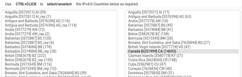 pfSense GeoIP Country List