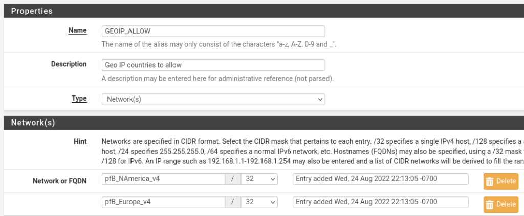 Add pfSense GeoIP Alias